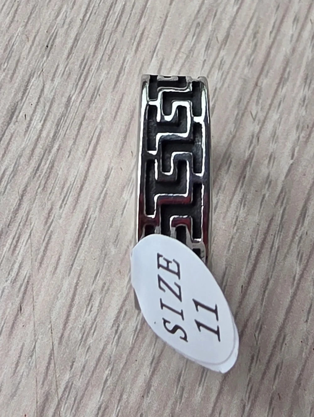 New Staunless Stell Greek Key Band Ring Geometric Size 11